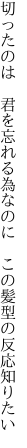 切ったのは　君を忘れる為なのに 　この髪型の反応知りたい