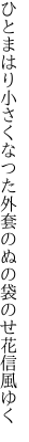 ひとまはり小さくなつた外套の ぬの袋のせ花信風ゆく