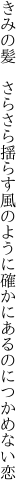 きみの髪 さらさら揺らす風のように 確かにあるのにつかめない恋