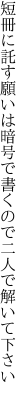 短冊に託す願いは暗号で 書くので二人で解いて下さい