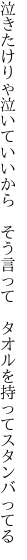 泣きたけりゃ泣いていいから そう言って  タオルを持ってスタンバってる