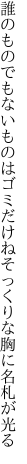 誰のものでもないものはゴミだけね そっくりな胸に名札が光る