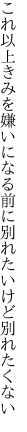 これ以上きみを嫌いになる前に 別れたいけど別れたくない