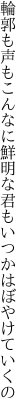 輪郭も声もこんなに鮮明な 君もいつかはぼやけていくの