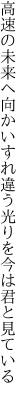 高速の未来へ向かいすれ違う 光りを今は君と見ている