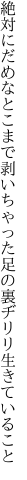 絶対にだめなとこまで剥いちゃった 足の裏ヂリリ生きていること