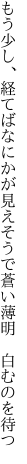 もう少し、経てばなにかが見えそうで 蒼い薄明　白むのを待つ