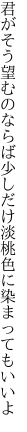 君がそう望むのならば少しだけ 淡桃色に染まってもいいよ