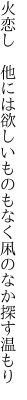 火恋し 他には欲しいものもなく 凩のなか探す温もり