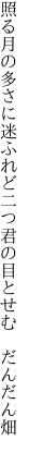 照る月の多さに迷ふれど二つ 君の目とせむ だんだん畑