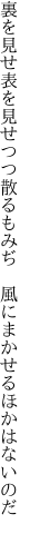 裏を見せ表を見せつつ散るもみぢ 　風にまかせるほかはないのだ