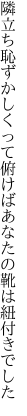 隣立ち恥ずかしくって俯けば あなたの靴は紐付きでした