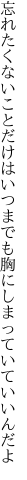 忘れたくないことだけはいつまでも 胸にしまっていていいんだよ