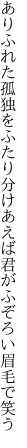 ありふれた孤独をふたり分けあえば 君がふぞろい眉毛で笑う