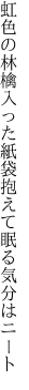 虹色の林檎入った紙袋 抱えて眠る気分はニート