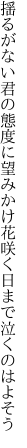 揺るがない君の態度に望みかけ 花咲く日まで泣くのはよそう