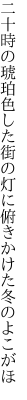 二十時の琥珀色した街の灯に 俯きかけた冬のよこがほ