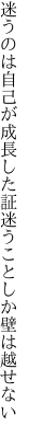 迷うのは自己が成長した証 迷うことしか壁は越せない