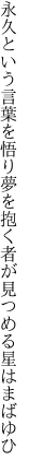 永久という言葉を悟り夢を抱く 者が見つめる星はまばゆひ