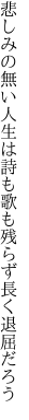 悲しみの無い人生は詩も歌も 残らず長く退屈だろう