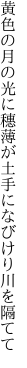 黄色の月の光に穗薄が 土手になびけり川を隔てて