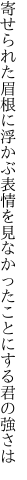 寄せられた眉根に浮かぶ表情を 見なかったことにする君の強さは