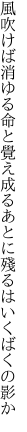 風吹けば消ゆる命と覺え成る あとに殘るはいくばくの影か