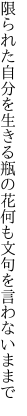 限られた自分を生きる瓶の花 何も文句を言わないままで