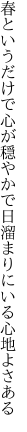 春というだけで心が穏やかで 日溜まりにいる心地よさある