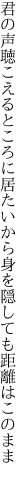 君の声聴こえるところに居たいから 身を隠しても距離はこのまま