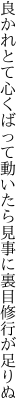 良かれとて心くばって動いたら 見事に裏目修行が足りぬ