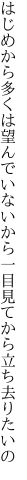 はじめから多くは望んでいないから 一目見てから立ち去りたいの