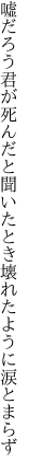 嘘だろう君が死んだと聞いたとき 壊れたように涙とまらず