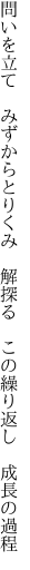 問いを立て　みずからとりくみ　解探る　 この繰り返し　成長の過程