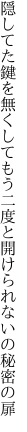 隠してた鍵を無くしてもう二度と 開けられないの秘密の扉