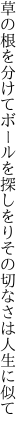 草の根を分けてボールを探しをり その切なさは人生に似て