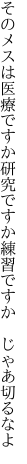 そのメスは医療ですか研究ですか 練習ですか じゃあ切るなよ