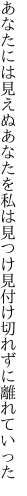 あなたには見えぬあなたを私は見つけ 見付け切れずに離れていった