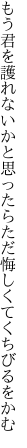 もう君を護れないかと思ったら ただ悔しくてくちびるをかむ