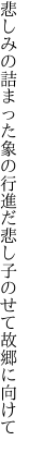 悲しみの詰まった象の行進だ 悲し子のせて故郷に向けて