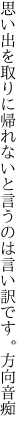 思い出を取りに帰れないと言うのは 言い訳です。方向音痴