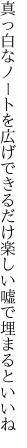 真っ白なノートを広げできるだけ 楽しい嘘で埋まるといいね