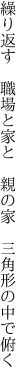 繰り返す　職場と家と　親の家 　三角形の中で俯く