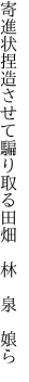 寄進状捏造させて騙り取る 田畑　林　泉　娘ら