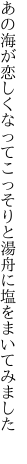 あの海が恋しくなってこっそりと 湯舟に塩をまいてみました 