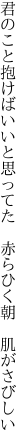 君のこと抱けばいいと思ってた 　赤らひく朝　肌がさびしい