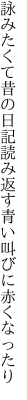 詠みたくて昔の日記読み返す 青い叫びに赤くなったり