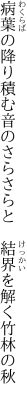 病葉の降り積む音のさらさらと　 結界を解く竹林の秋