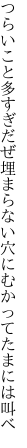 つらいこと多すぎだぜ埋まらない 穴にむかってたまには叫べ