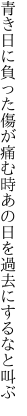 青き日に負った傷が痛む時 あの日を過去にするなと叫ぶ